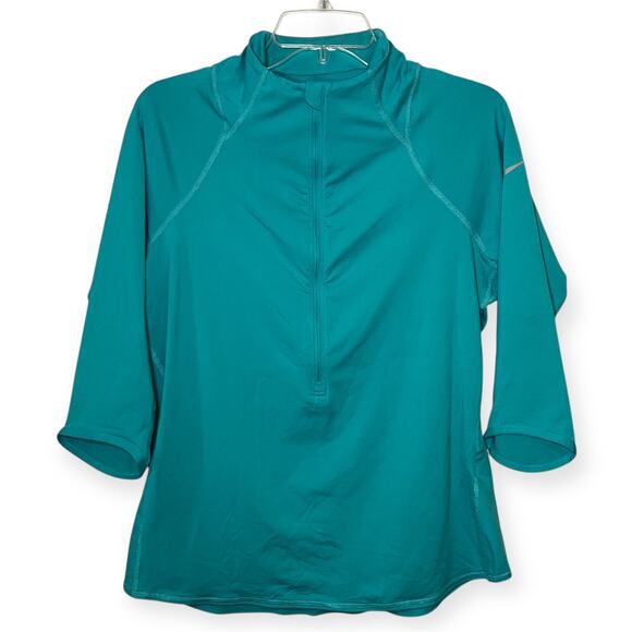 Nike Dri-FIT Element Teal Zip Pullover Top Reflective Swoosh Size Large Running - Picture 1 of 6